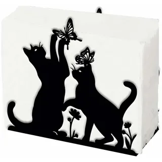 SUPERDANT Katze und Schmetterling Serviettenhalter für Tische Katze schwarzes Eisen Serviettenspender Tier Schmetterling Blumen Serviettenständer Praktische Dekoration für Küche
