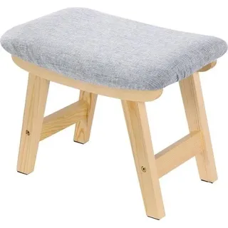 Ottomanischer Fußhocker, kleiner Pouf, Leinen-Fußhocker, abnehmbarer Pouf, zusätzlicher Fußhocker für Küche und Wohnzimmer (natürliche Beine + hellgraues Kissen) - Grau