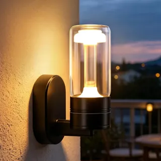 ZMH LED Wandleuchte Aussen Innen Wandlampe Außenlampe Schwarz IP65 Außenwandleuchte 10W 3000K Aussenlampe Außenbeleuchtung Hauswand Terrasse Haus - Schwarz
