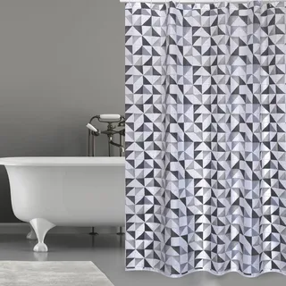 MSV Duschvorhang Calula Polyester 180 cm x 200 cm Weiß-Schwarz
