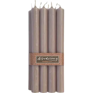 Nordring 8 Stabkerzen Rustik warmes grau 2,2 x 25 cm hoch durchgefärbt RAL-zertifiziert