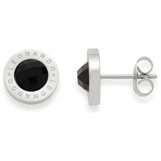JEWELS BY LEONARDO Damen Ohrstecker schwarz Matrix Edelstahl/silberfarben Glas Schliff Facette 010022