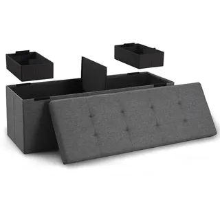 Blumtal Truhenbank 110/38/38 cm + 2 extra Boxen, Dunkelgrau , Kunststoff , 38x38x110 cm , Esszimmer, Bänke, Sitzbänke