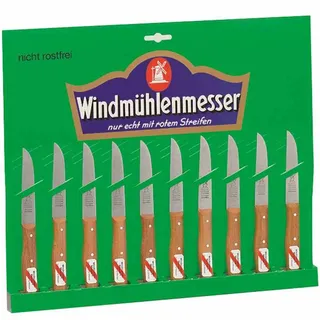 Windmühlenmesser WINDMÜHLEN Küchenmesser-Karte mit 10 Messern gerade Klinge 85 mm,