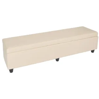 MCW Aufbewahrungs-Truhe Sitzbank Arezzo XXL, Leder, 180x45x45cm ~ creme