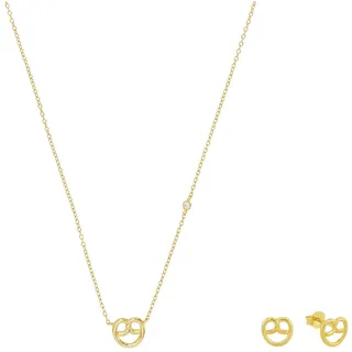 Amor Ohrring und Ketten Set »Breze, Volksfest, Trachtenschmuck« (Set, 3 Stk. tlg.) mit Zirkonia (synth.), goldfarben