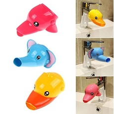 Musuntas 2pcs Wasserhahn Verlängerung Hahn Extender für Kinder Baby Hände waschen Badezimmer-Cartoon Tier Design Hand waschen Waschbecken Ente + Elefant