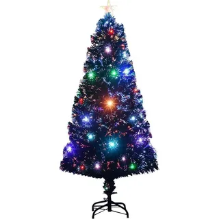 The Living Store Künstlicher Weihnachtsbaum mit Ständer/LED 120 cm Fiberoptik - Grün