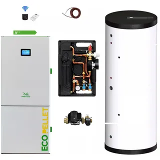 Pelletkessel 30 kW Pelletheizkessel + Pufferspeicher 800 l + Frischwasserstation