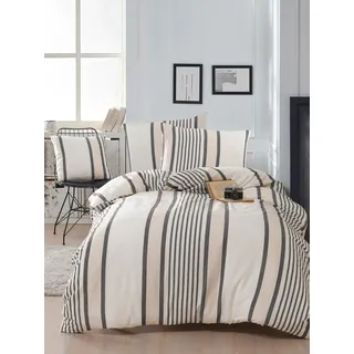 Nuit Des Rêves Elegant XL Quilt Cover Set (155 x 200 cm), Beige & Black, 70% Cotton/30% Polyester | Machine Washable, 120 Thread Count, Button & Envelope Closure