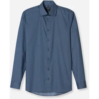 Olymp Langarmhemd »No 6 six« super slim, New York Kentkragen, gemustert, Businesshemd, blau
