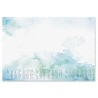 SIGEL H7314 Papier-Schreibtischunterlage DIN A2, Kalender 2027-2029, 30 Blatt, Watercolor Sea, Schreibunterlage zum Abreißen aus nachhaltigem Papier
