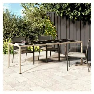 Gartentisch, Klapptisch für den Garten, Balkontisch, Gartenmöbel, Klappbarer Tisch, Beige 250x100x75 cm aus Hartglas und Poly Rattan