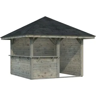 Palmako Holz-Pavillon Bianca 8,3 m2 Set 3 Grau Tauchgrundiert