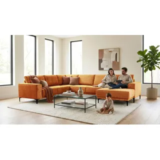 OTTO home Wohnlandschaft Mikrofaser U-Form 3-Sitzer Orange