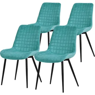 ML-Design Esszimmerstühle 4er Set, Petrol, Sitzfläche aus Samt mit schwarzen Metallbeinen, Küchenstühle mit Rückenlehne - Türkis