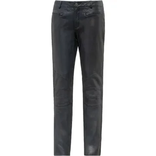 Lederhose RICANO "Lederhose Donna II", Damen, Gr. XXL, Länge 34, schwarz (blau), Obermaterial: 100% Ziegennappaleder GONA., schmal, Hosen Lederhose, Handgefertigt aus echtem Leder