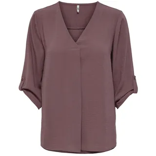 Damen JDY Lange Freizeit Hemd Bluse 3/4 Ärmel Tunika Longshirt Loose Oberteil Locker Leicht JDYDIVYA, Farben:Braun-2, Größe:38