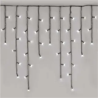 EMOS LED-Eisregen Lichterkette, 10m Weihnachtslichterkette + 5m Zuleitung, 600 LEDs, 8 Lichtmodi, Netzteil mit Timer 6h/18h, IP44 für Innen und Außen, Kaltweiß