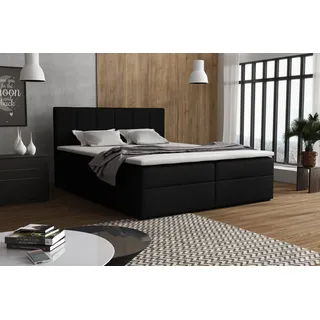 VENASI LISA Boxspringbett 140x200 mit Bettkästen H2/H3 Matratze SCHWARZ - Schwarz