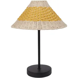 BELIANI Tischlampe Beige u. Gelb Metall 40 cm Papierschirm Kegelform Langes Kabel mit Schalter Boho Schlaf- u. Wohnzimmer Beleuchtung Tischleuchte - Beige, Schwarz