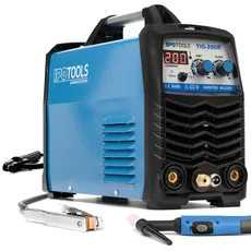 IPOTOOLS TIG-200R WIG Schweißgerät DC - TIG WIG Schweissgerät 200 Amper Volldigitales Inverter Schweißgerät mit Digitale LCD Anzeige, HF-Zündung, MMA E-Hand, IGBT, 7 Jahre Garantie