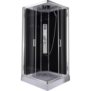 Duschkabine , Schwarz, Chromfarben , Metall, Glas , 90x215x90 cm , Badezimmer, Baden & Duschen, Duschkabinen