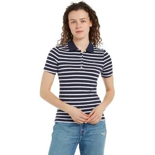 Tommy Hilfiger Damen Poloshirt Kurzarm Stripe Slim Fit