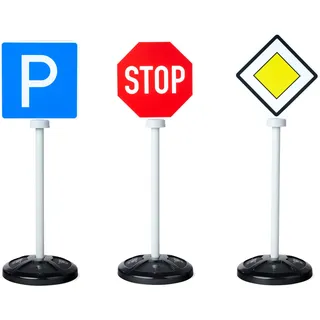 Big Verkehrsschilder für Kinder (je 69 cm) - 3er-Set Straßenschilder mit 5 Verkehrszeichen zum Spielen & Lernen für Kinder ab 1 Jahr, Spielzeug für Indoor & Outdoor