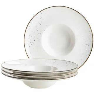 Mäser Tellerset , Blau, Weiß , Keramik , 4-teilig , rund , 5 cm , Geschirr, Teller, Teller-Sets