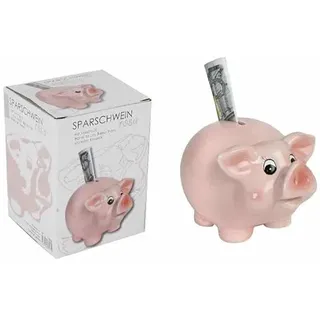 Rosa Sparschwein glasiert | Süßes Mini Sparschwein für Münzen & Scheine | Edle Spardose | Dekoratives Geschenk | Sparen mit Stil | Robust, rutschfest, aus Keramik | 13 x 8 cm