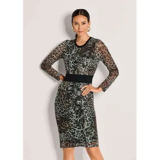 Madeleine Sommerkleid »Etuikleid Elegantes Mesh-Kleid mit Animal-Print«, schwarz