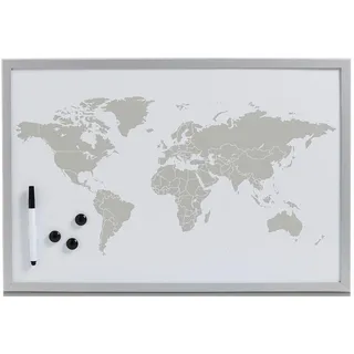 Zeller Present Magnettafel »World«, Memoboard, Motiv Weltkarte, grau