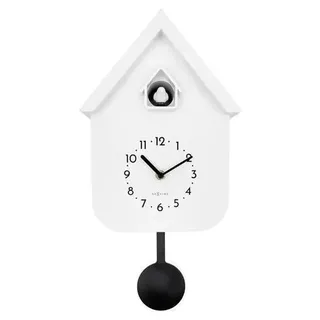 Wanduhr mit Pendel und Naturgeräuschen, 21,5x41,5 cm, Weiß