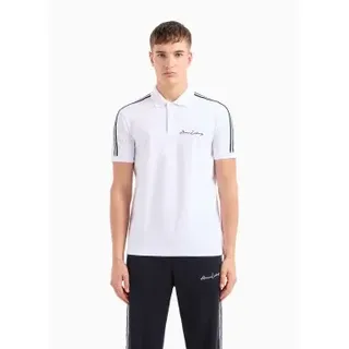 A|X Armani Exchange für Herren. 8NZFSGZJ81Z1100 Einfarbiges weißes Poloshirt (XL), Lässig, Baumwolle, Kurzarm
