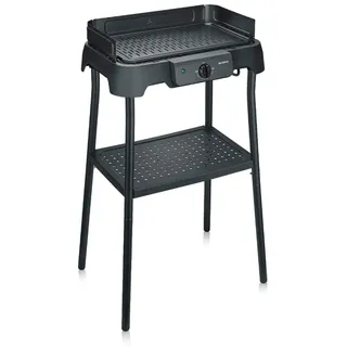 Severin Tischgrill mit Standfuß, Standgrill & Tischgrill (Innen- & Außennutzung), Balkon & Küche, Temperaturen 40-220°C, schnelles Aufheizen, 39x23cm, leichte Reinigung, 2000W, schwarz, PG 8596