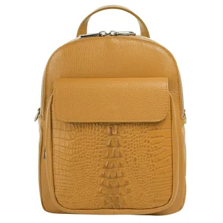 Cluty Cityrucksack, echt Leder, Made in Italy gelb