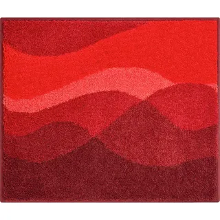 Grund Bidet-Vorleger , Rot , Textil , Wellen , rechteckig , 55x65 cm , Oeko-Tex® Standard 100, Made in Europe , rutschfest , Heimtextilien, Badtextilien, Badematten