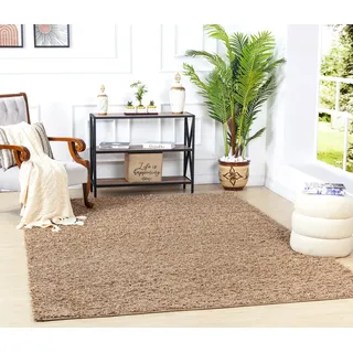 Surya Home Shaggy Berber Teppich - Flauschiger Teppich für Wohnzimmer, Esszimmer, Schlafzimmer, Langflor Hochflor Teppich flauschig - Teppich groß 160x220 cm, Wohnzimmerteppich in Hellbeige