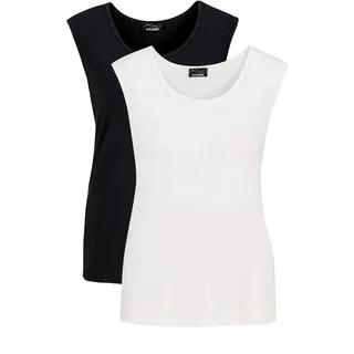 Trägertop GOLDNER "Doppelpack aus weichem Viskose-Jersey", Damen, Gr. 38, schwarz (schwarz, weiß), Obermaterial: 95% Viskose CV. 5% Elasthan EL., Basic, normal, Rollkante, Tops Trägertop, Ohne