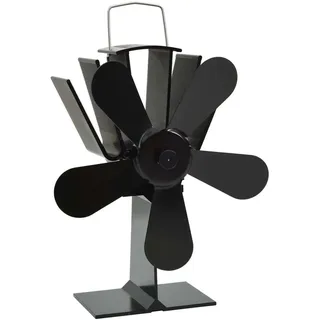 vidaXL Ofenventilator Wärmebetrieben 5 Blätter Schwarz - Schwarz