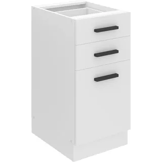 Belini Unterschrank Küche, Küchenunterschrank 40 cm Breite. SDSZ Küchenunterschrank ohne Arbeitsplatte. Küchenschrank mit Schubladen, Weiß matt - Weiß