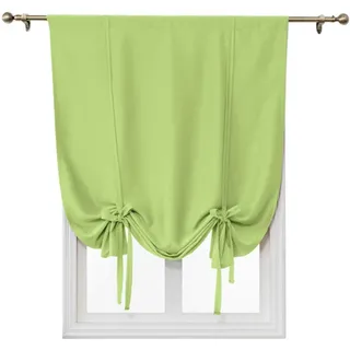 ele ELEOPTION Binden Fenster Vorhänge, Einfarbige Kurze Gardinen,Landhaus Raffrollo Roman Vorhang für Balkon Schlafzimmer Wohnzimmer Küche (Grün, 80 x 120 cm)