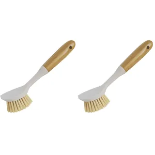 York Geschirrbürste Küchenbürste Spülbürste ECONATURAL Bambus Antibakteriell Abwaschbürste für Geschirr Töpfe Pfannen Griff Reinigung Kunststoff Borsten Bakterienstopp Hygiene Beige (Packung mit 2)