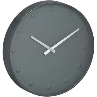 Relaxdays Wanduhr, moderne Uhr, Stunden- & Minutenzeiger, Ø 30 cm, Wohnzimmer Küche, Büro, analoge Zimmeruhr, grau
