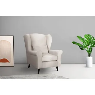 Home affaire Sessel »Ohrensessel CHISTELLE, wahlweise mit Polsterhocker« mit Wellenunterfederung, Maße: B/T/H: 81/87/99 cm, beige