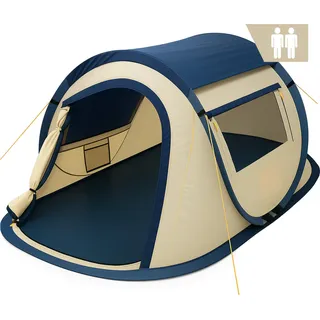 CampFeuer - Wurfzelt, Sekundenzelt, Quicktent - 2 Pers., Creme/Blau - Blau