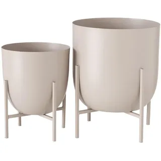 Boltze Home Blumentopf Metall Kilana 2er-Set , Beige , 23 cm , Dekoration, Blumen & Blumentöpfe, Übertöpfe