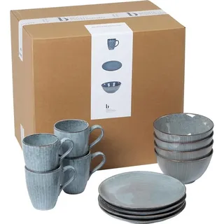 Broste Copenhagen Nordic Breakfast Set Blau/Grau 12-tlg.