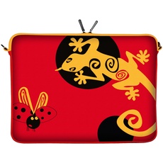 Digittrade LS145-15 Lady Beetle Designer Notebooktasche 15,6 Zoll (39,1 cm) Neopren Notebook-Hülle Sleeve Tasche Salamander Eidechse rot Gold orange